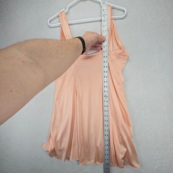 Olivia Lance Vpink  Satin Nightgown Lingerie Chemise L Slip Sheer 80s 90s Vtg - Picture 9 of 12